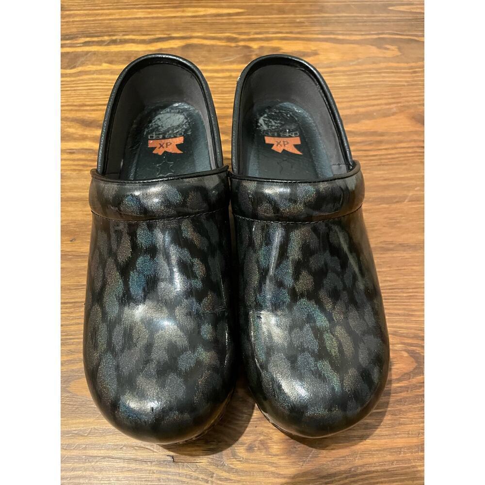 Dansko XP Irridescent Leopard Clogs, size 37 (women's 7)